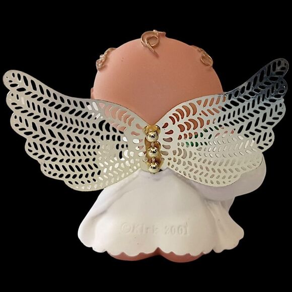 Kirks Kritters Angel Cheeks Figure Frog Russ Berrie 2001 Vintage Cherub Wings - Picture 7 of 16
